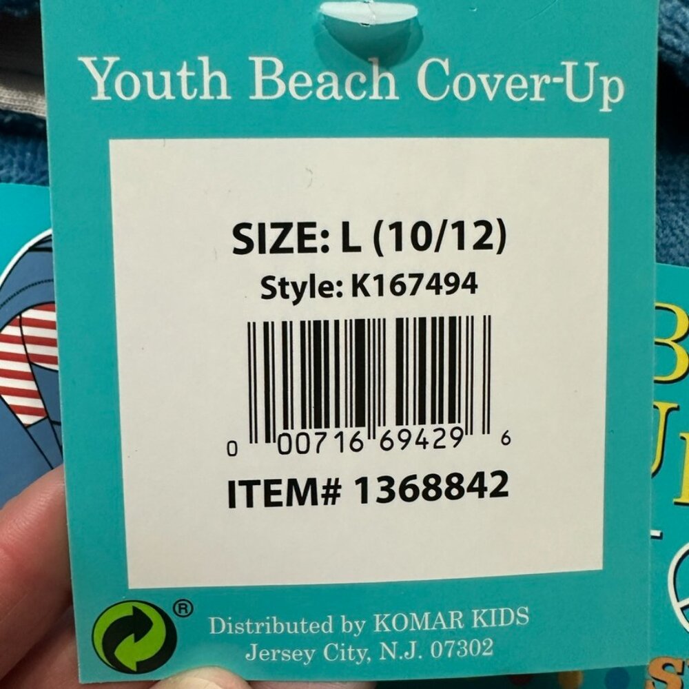 Saint Eve Kids Beach Swim Cover-up 100% Cotton Pirate Blue Red Striped - Picture 7 of 9